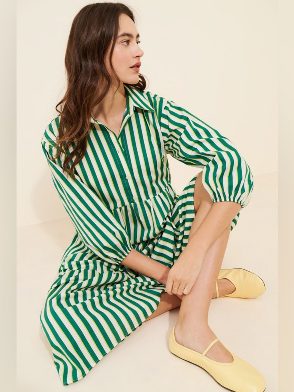 Maeve by Anthropologie The Bettina Tiered Shirt Dress - Melon